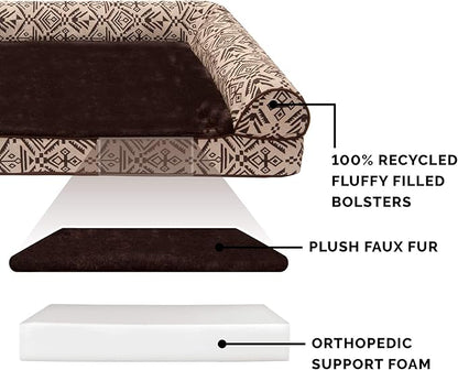 Furhaven Orthopedic Dog Bed for Large Dogs w/ Removable Bolsters & Washable Cover 125 lbs