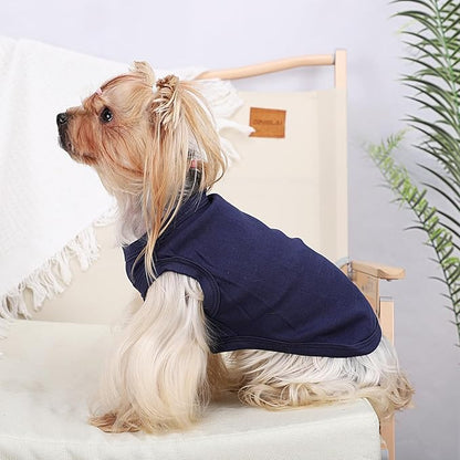 Dog Shirt Vest Clothes for Small Dogs Boy Girl Summer Solid Stretchy Puppy T-Shirts Soft Cool Breathable Lightweight Dog Sweatshirt Pet Cat Outfit