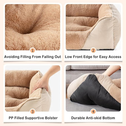 MIXJOY Dog Beds for Medium Dogs Washable (30x24in, Beige)