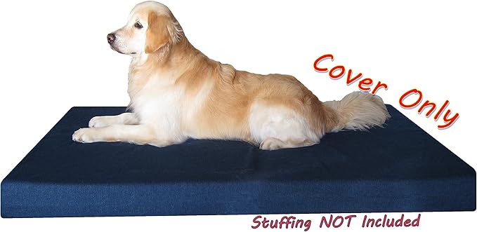 Dogbed4less XXL 55X37X4 Inches Blue Color Denim Jean Dog Pet Bed External zipper Duvet Cover