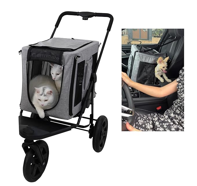 3 in 1 Dog Cat Stroller with Detachable 10 20 50 Lbs 2 Two