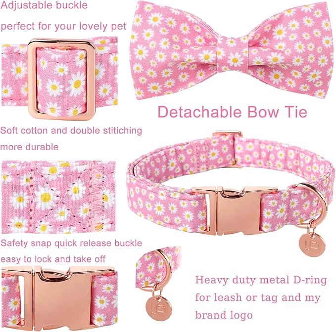 Summer Dog Collar with Bow Tie 13.5-22in