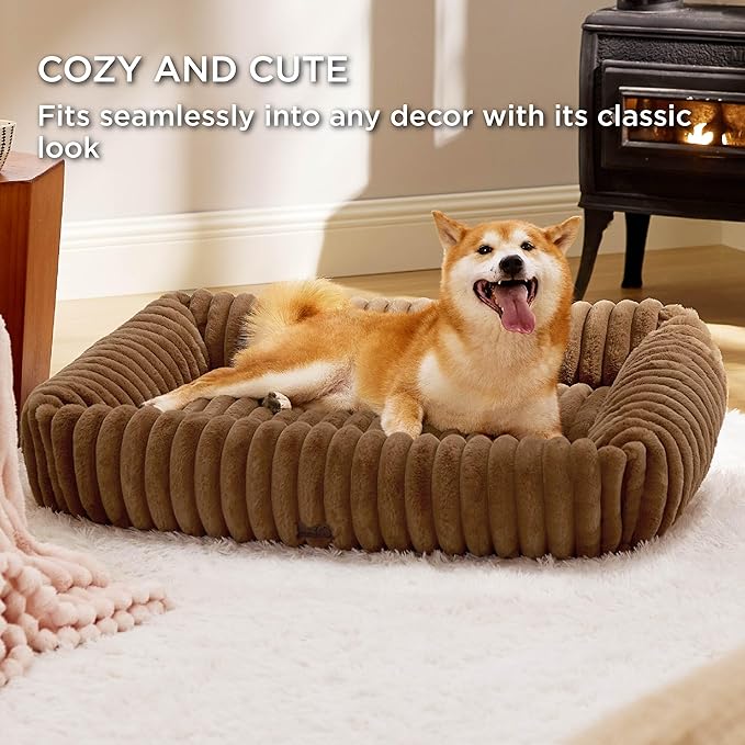Bedsure Cute Dog Bed for Large Dogs 36x27x8inches, Copper