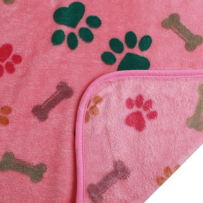 Luciphia 1 Pack 3 Blankets Fluffy Premium Fleece Pet Blanket Flannel Paw Bone Printed Throw for Dog Cat(Medium 30x20'', Purple/Pink/White)