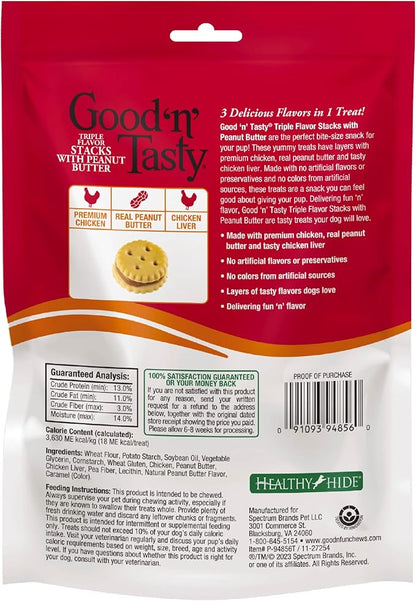 Good 'n' Tasty Triple Flavor Stacks with Peanut Butter, 9 Ounces, Bite Sized Snacks for Dogs with Premium Chicken and Real Peanut Butter