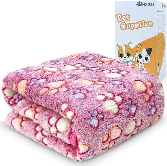 Dog Blankets for Large Dogs, 1 Pc Dog Blanket Washable 60" x 50", Fuzzy Soft Pet Mat Throw Cover for Kennel Crate Bed, Cute Paw Pattern, Cat Blanket, Blankets for Dogs, Pet Blanket