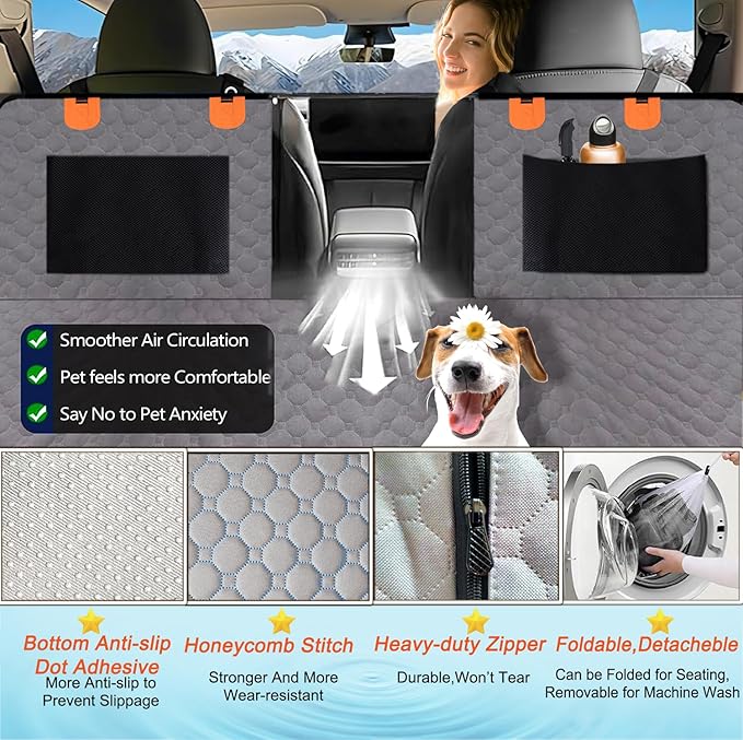 Gerrit Backseat Extender for Dogs Hard Bottom Car Seat Cover for Dogs Pet Cruiser Waterproof & Easy to Clean Dog Car Seat Cover for Back Seat Scratch Resistant for Cars Trucks SUVs
