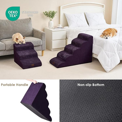 EHEYCIGA Curved Dog Stairs for Small Dogs 15.7" H 3-Step Dog