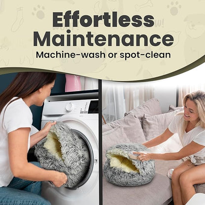 Cat & Dog Cave Bed (20×20inch, Grey)