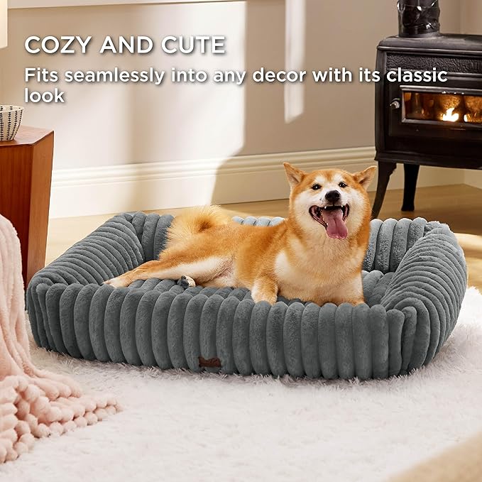 Bedsure Cute Dog Bed for Large Dogs 36x27x8inches, Warm