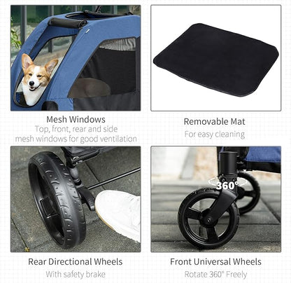 NicBex Dog Stroller Modern Pet Stroller Universal Wheel with Storage Basket Pet Stroller for Medium Dogs Classic Ventilated Foldable Oxford Fabric for Medium Size Dogs