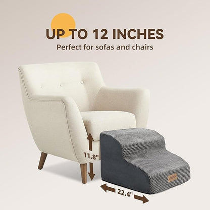 High-Density Foam Dog Stairs for Small Dogs 2-Step Pet 12''