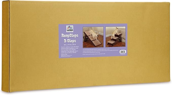 Pine Frame Dog RampSteps 3 Step,Brown