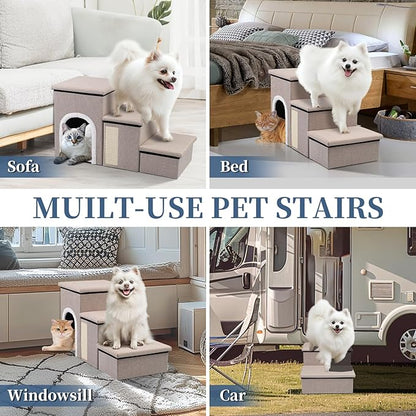 Dog Steps for Bed and Couch 4 in 1 Foldable 180LBS, Pet