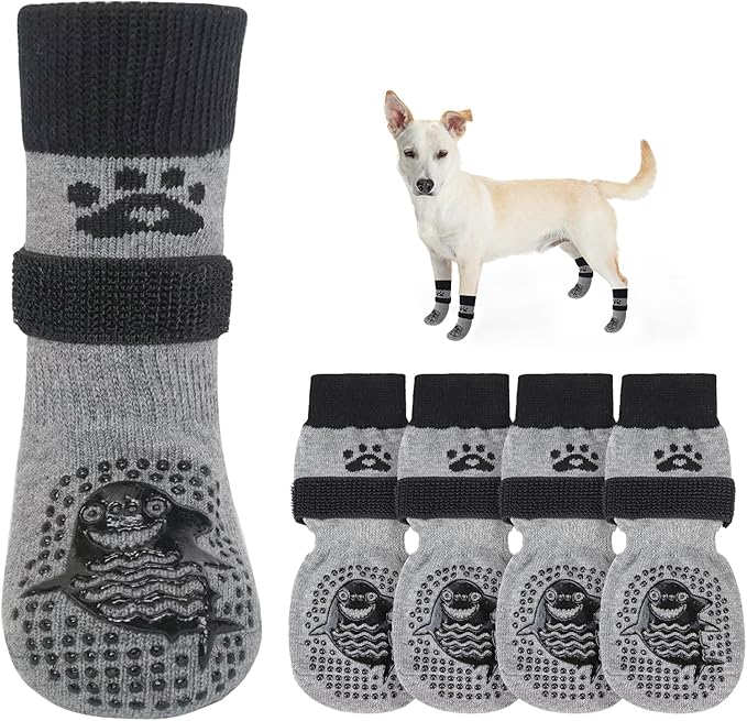 SCENEREAL Dog Socks to Prevent Licking Paws for Hardwood Floors Anti Slip