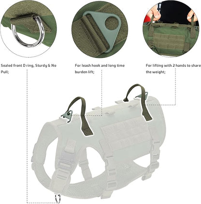 Forestpaw Tactical Dog Harness for Large Dogs,Tactical Dog Collar with Bungee Leash Set,No Pull Military Dog Harness for Dog Walking Training,Adjustable for Medium Large Dogs,Green M