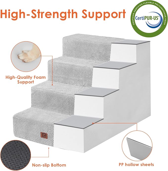 EHEYCIGA Dog Stairs for Bed 20”H 4-Step Extra