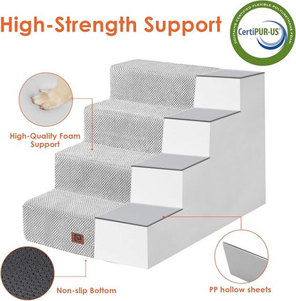 EHEYCIGA Dog Stairs for Bed 20”H 4-Step Extra