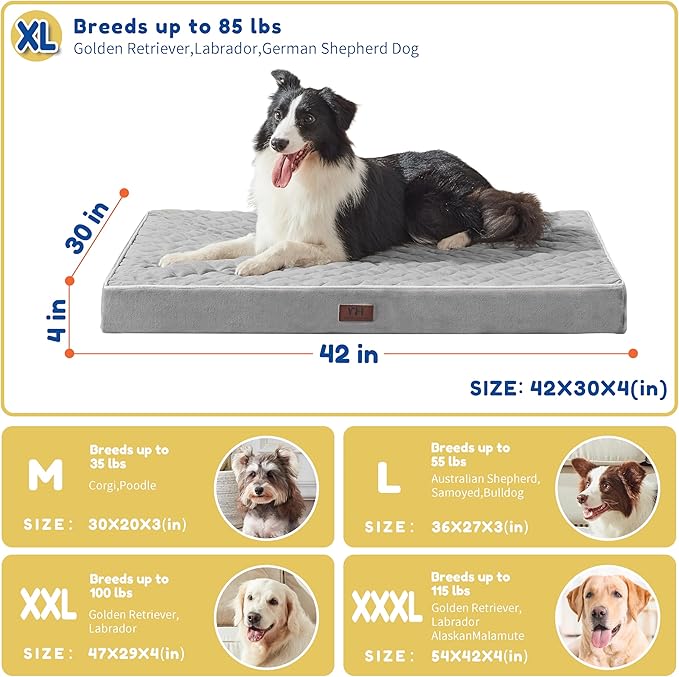Orthopedic Dog Beds for Large Dogs with Removable Washable Cover 42 inch,