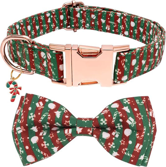 Faygarsle Red Green Dog Collar Christmas Design