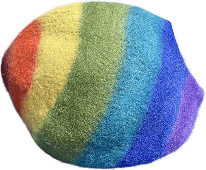 Yeti Pet Cave Pet Bed for Cats and Small Dogs, 100% New Zealand Wool, Rainbow