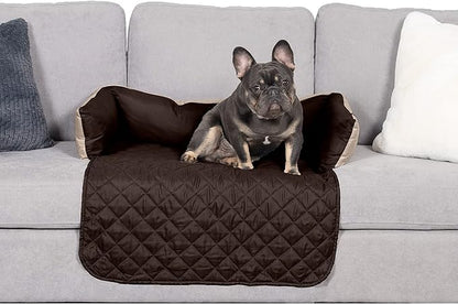 Furhaven Water-Resistant & Reversible 30" Wide Seat Cover Protector for Dogs & Cats, Perfect for Couches, Beds, & Car Seats - Sofa Buddy Bolster Seating Protector - Espresso/Clay, Medium