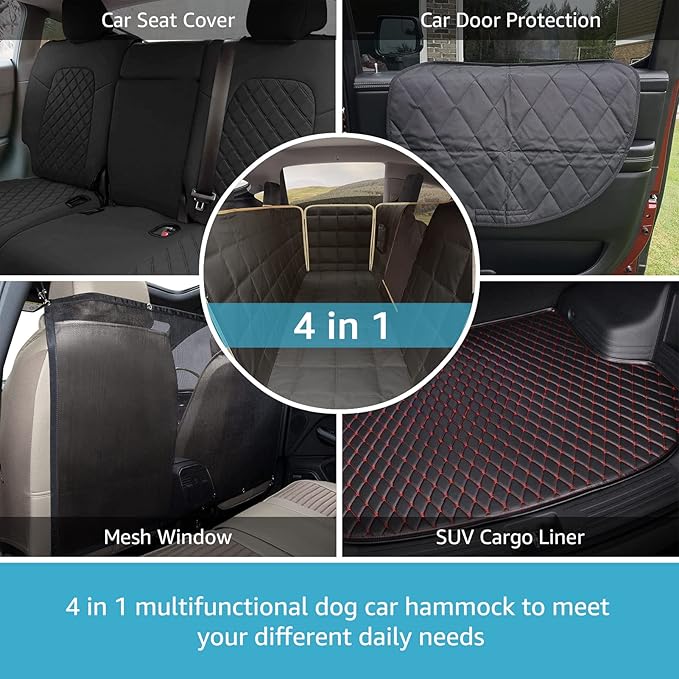 Lassie Dog Hammock for Car 2020-2024 Tesla 4 Headrests 2 Seat 100% Waterproof