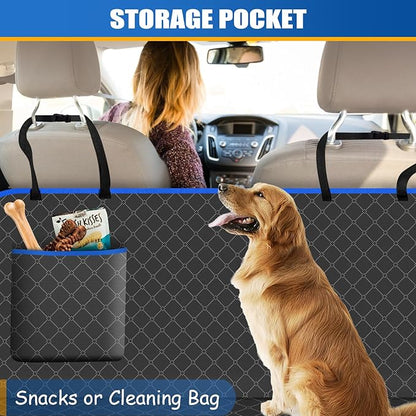 Dog Car Seat Cover for Back Seat Dog Seat Cover with Storage Pocket Dog Hammock Protects Against Dirt Dog Seat Covers for Cars Scratch Prevention Fits for SUVs and Trucks 60"x 64"