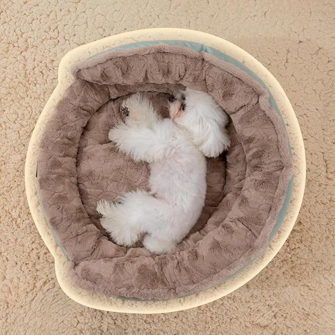 Jiupety Cute Round Dog Beds for Small Dogs 24in Puppy 24lbs, Washable