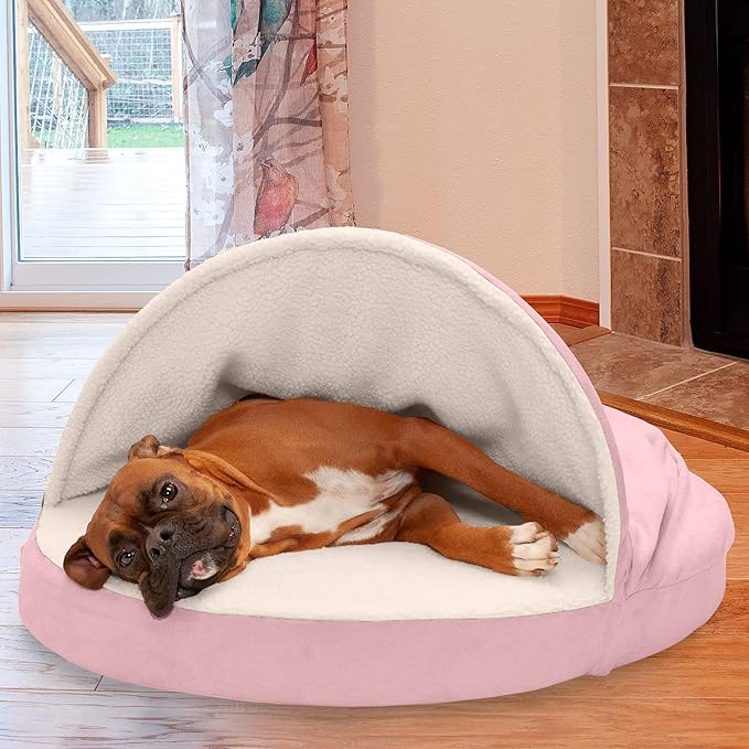 Furhaven 35" Round Memory Foam Dog Bed for Large/Medium Dogs w/ Removable Washable Cover 50 lbs 35-inch