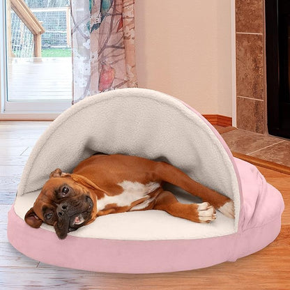 Furhaven 35" Round Memory Foam Dog Bed for Large/Medium Dogs w/ Removable Washable Cover 50 lbs 35-inch