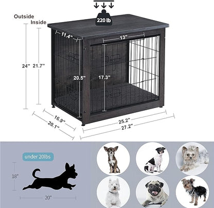 DWANTON Dog Crate Furniture with Cushion 27.2" L,