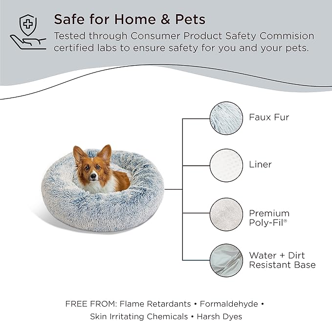 Best Friends by Sheri The Original Calming Donut Cat and Dog Bed in Shag Fur Denim 30"