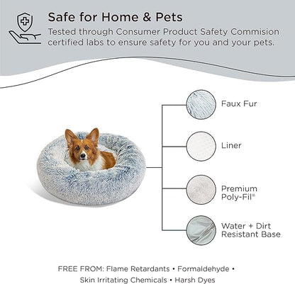 Best Friends by Sheri The Original Calming Donut Cat and Dog Bed in Shag Fur Denim 30"