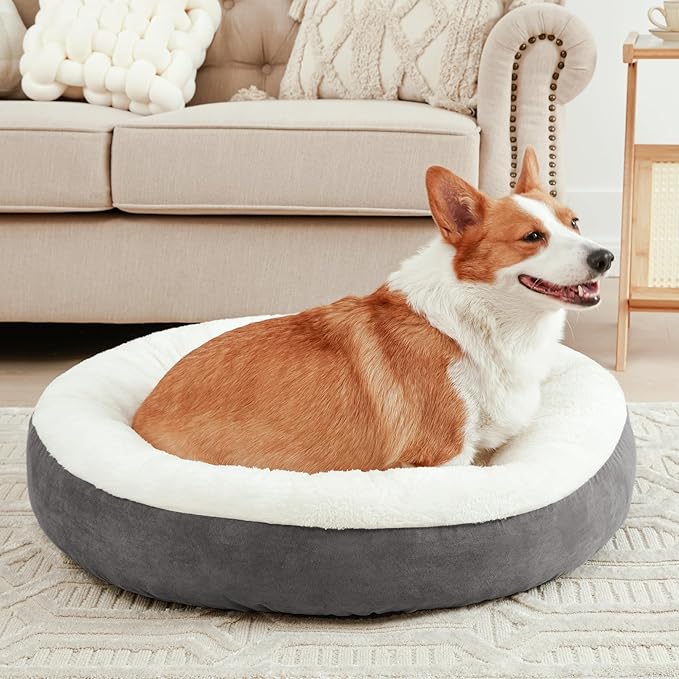Love's cabin Round Donut Cat and Dog Cushion Bed 25in Pet