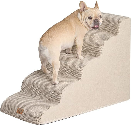 EHEYCIGA Curved Dog Stairs for High Beds 22.6" H 5-Step Dog