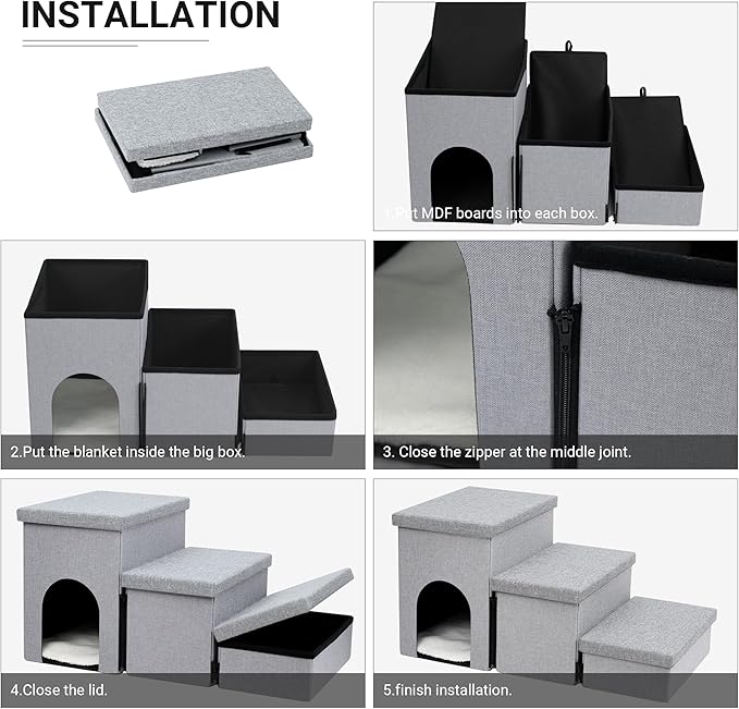 Heeyoo Dog Stairs for Small Dogs 3-Step Pet