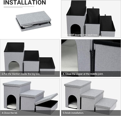 Heeyoo Dog Stairs for Small Dogs 3-Step Pet