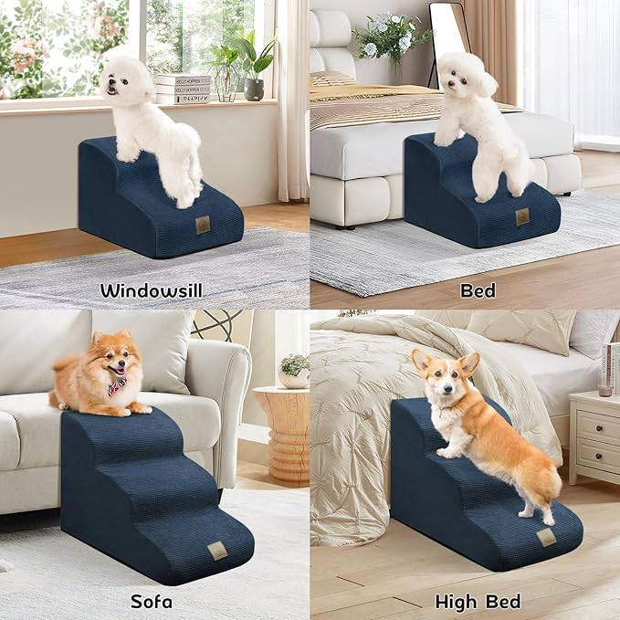 Mestuel Dog Stairs for Small Dogs 3 Steps 60 lbs,