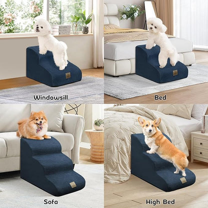 Mestuel Dog Stairs for Small Dogs 3 Steps 60 lbs,