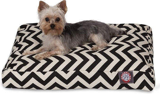 Black Chevron Small Rectangle Indoor Outdoor Pet Dog Bed With Removable Washable Cover By Majestic Pet Products