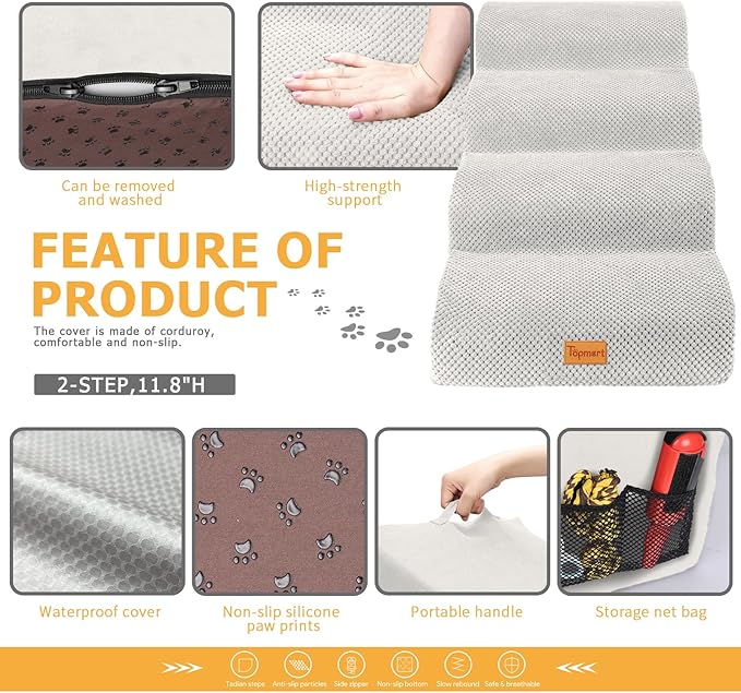 Topmart High Density Foam Dog Steps 4 Tiers