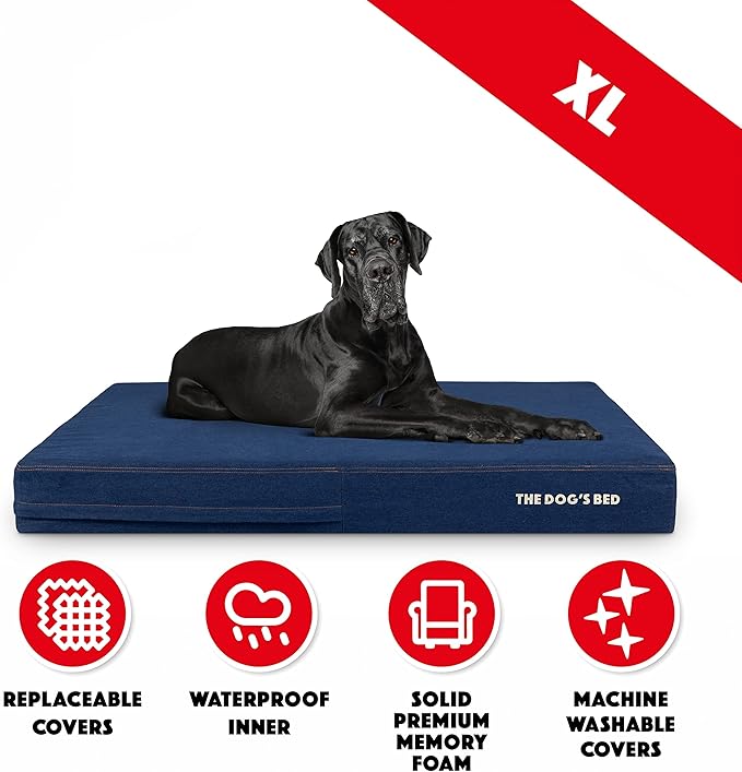 The Dog’s Bed Orthopedic Memory Foam Dog Bed Denim54x36, Pain