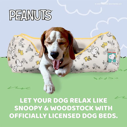Snoopy & Woodstock Cuddler Dog Bed in Beige 24" x 19" x 8"