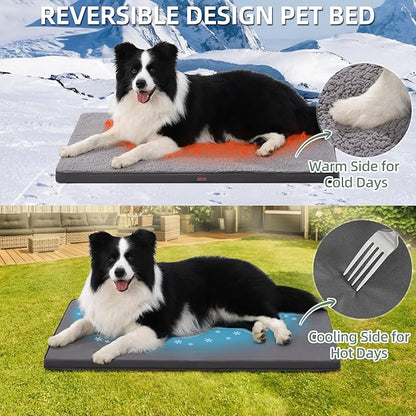 Dog Crate Bed Pad Mat Reversible (Cool&Warm) with Removable Washable Cover 29x18 Inch,