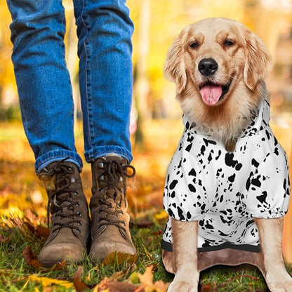 Dalmatian Print Dog Costume, Cute Animal Spotted Dog Print Winter Clothes Sweater Halloween Role Play Costume with Pocket Pet Winter Hoodie X-Small