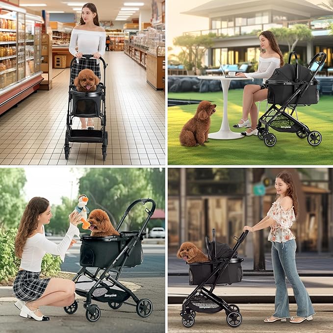 Kenyone 3-in-1 Pet Stroller for Small Medium Dogs