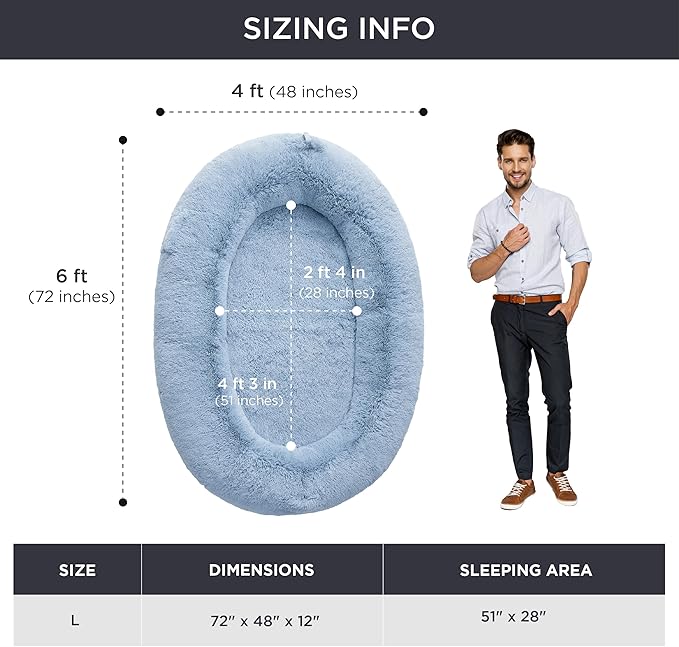 Bedsure Memory Foam Human Dog Bed 72"x48"x12" Calming