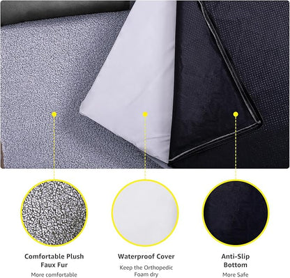 Orthopedic Dog Bed for Large Dogs Removable Bolsters & Washable Cover 65 lbs