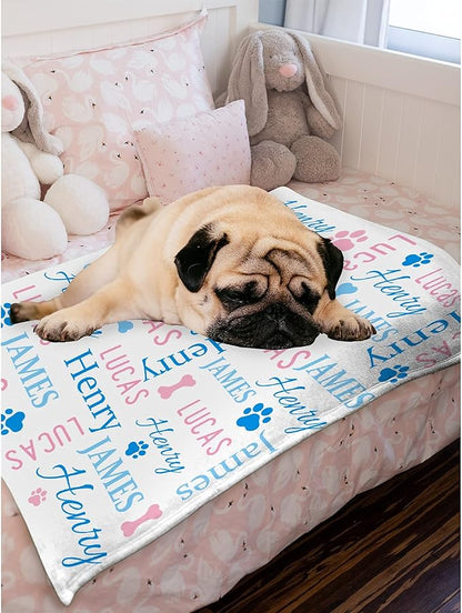 Personalized Dog Blankets Dog Paw Print Blanket Puppy Blanket 40"x30" for